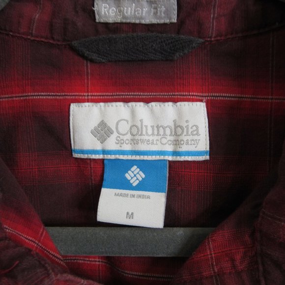 Columbia Shirt Long Sleeve Button Down Red Tartan Plaid Holiday Size Medium - Picture 4 of 7